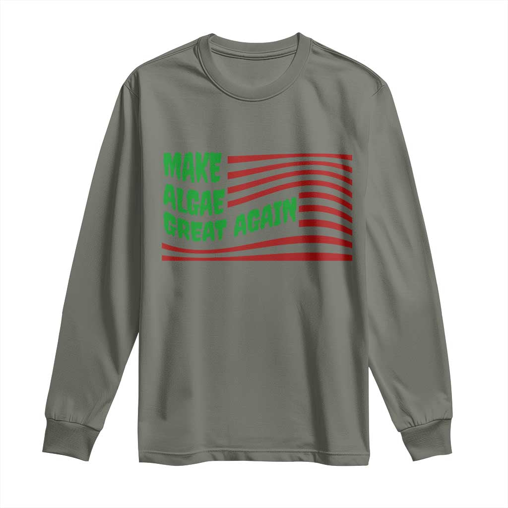 Make Algae Great Again Long Sleeve Shirt Funny Political Satire American Flag Meme