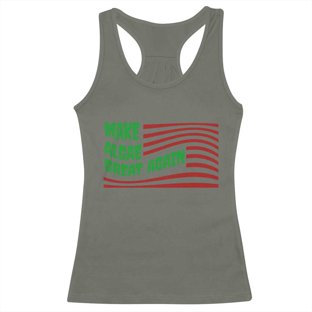 Make Algae Great Again Racerback Tank Top Funny Political Satire American Flag Meme