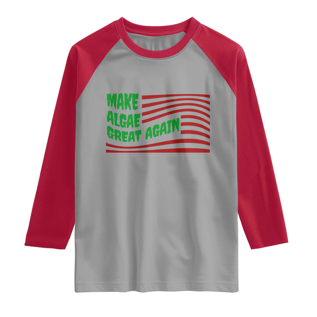 Make Algae Great Again Raglan Shirt Funny Political Satire American Flag Meme