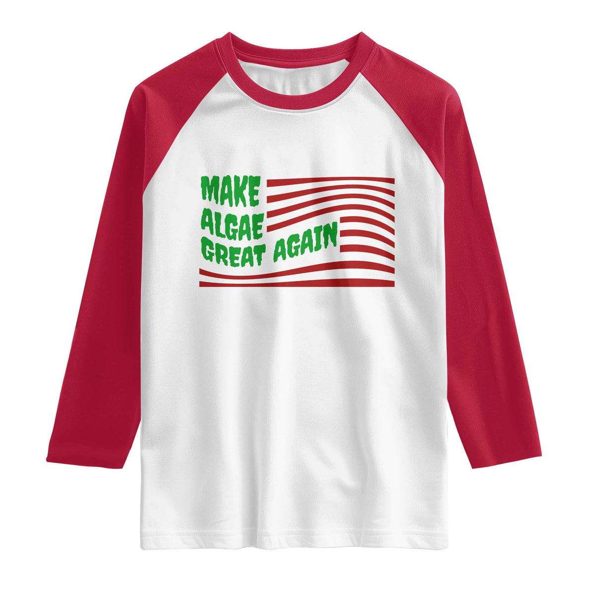 Make Algae Great Again Raglan Shirt Funny Political Satire American Flag Meme