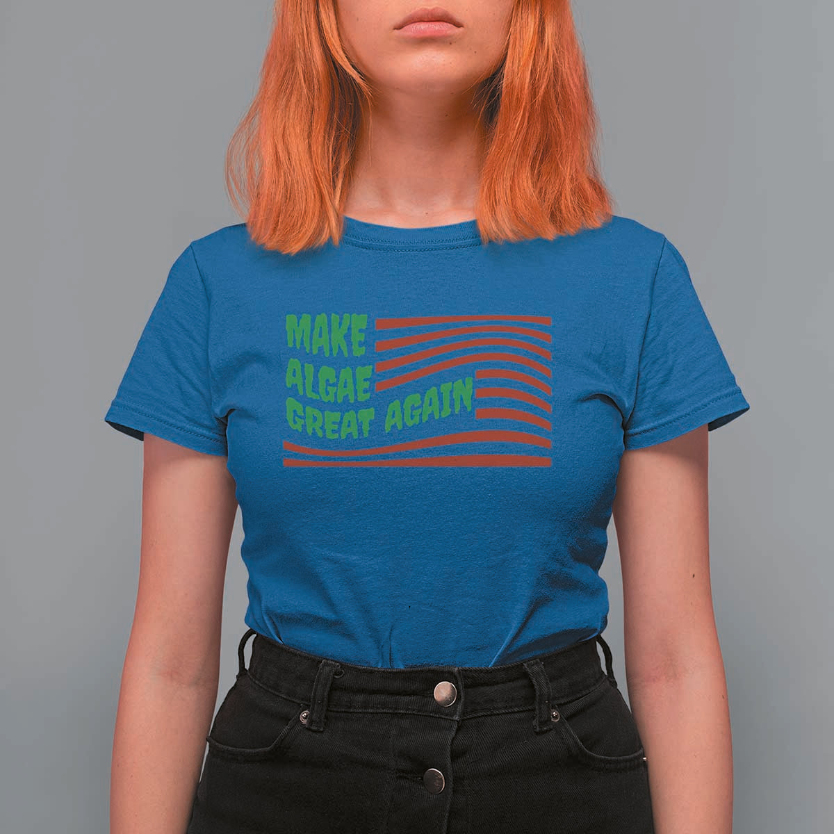 Make Algae Great Again T Shirt For Women Funny Political Satire American Flag Meme