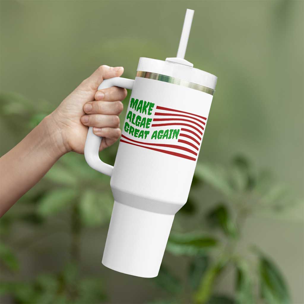 Make Algae Great Again Tumbler With Handle Funny Political Satire American Flag Meme