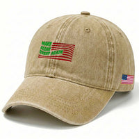 Make Algae Great Again Washed Cotton Baseball Cap Funny Political Satire American Flag Meme