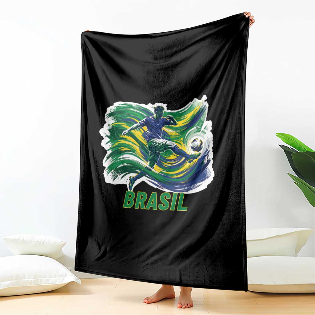 Brazil Soccer Fan Throw Blanket Brasil Flag Football Game Day Supporter