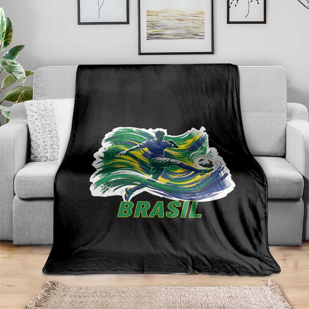 Brazil Soccer Fan Throw Blanket Brasil Flag Football Game Day Supporter