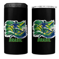 Brazil Soccer Fan 4 in 1 Can Cooler Tumbler Brasil Flag Football Game Day Supporter