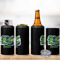 Brazil Soccer Fan 4 in 1 Can Cooler Tumbler Brasil Flag Football Game Day Supporter