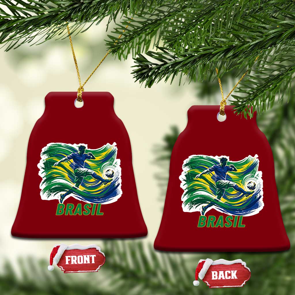 Brazil Soccer Fan Ceramic Ornament Brasil Flag Football Game Day Supporter