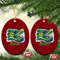 Brazil Soccer Fan Ceramic Ornament Brasil Flag Football Game Day Supporter
