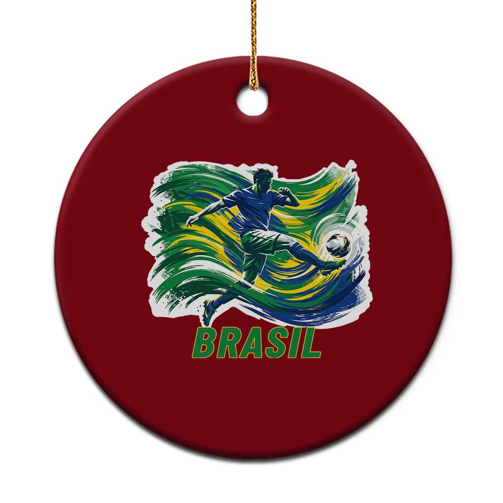 Brazil Soccer Fan Ceramic Ornament Brasil Flag Football Game Day Supporter