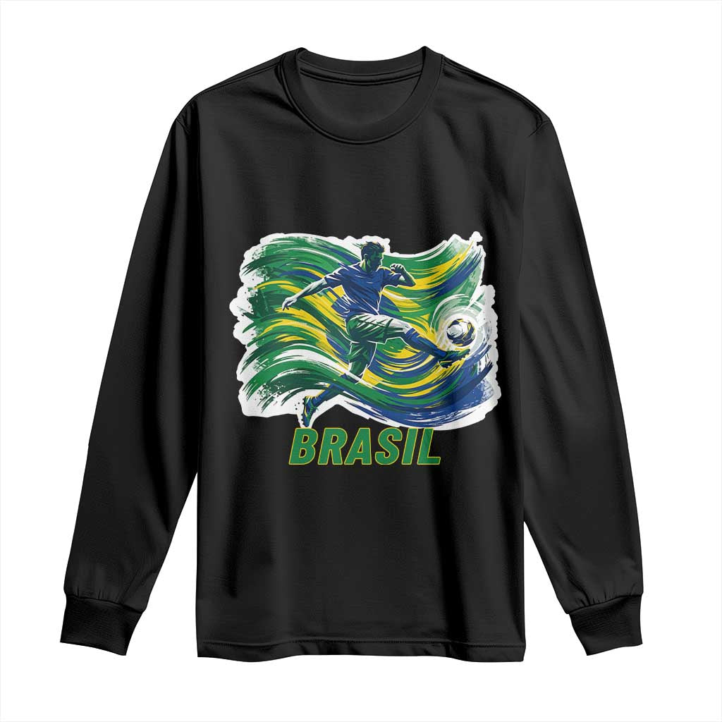 Brazil Soccer Fan Long Sleeve Shirt Brasil Flag Football Game Day Supporter