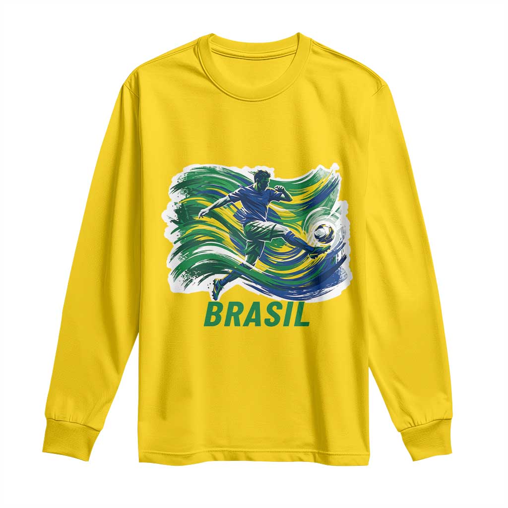 Brazil Soccer Fan Long Sleeve Shirt Brasil Flag Football Game Day Supporter
