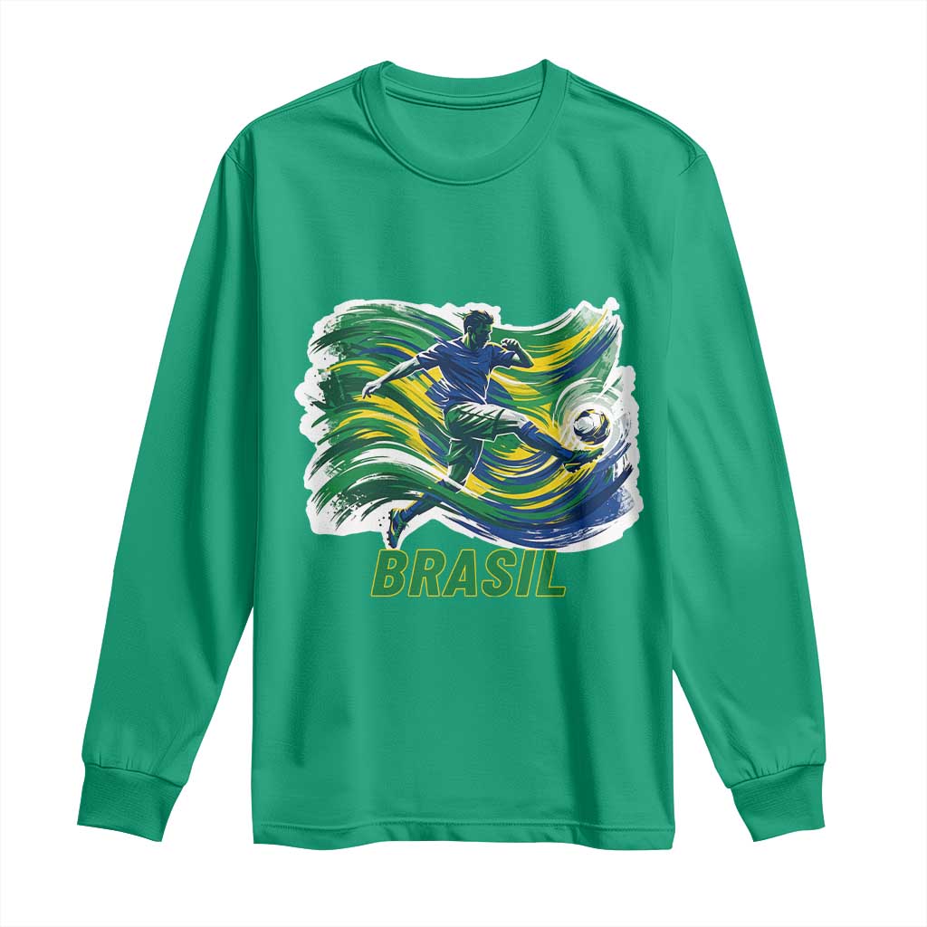 Brazil Soccer Fan Long Sleeve Shirt Brasil Flag Football Game Day Supporter