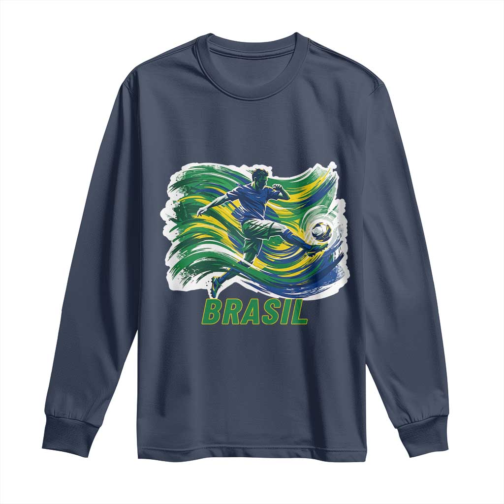 Brazil Soccer Fan Long Sleeve Shirt Brasil Flag Football Game Day Supporter