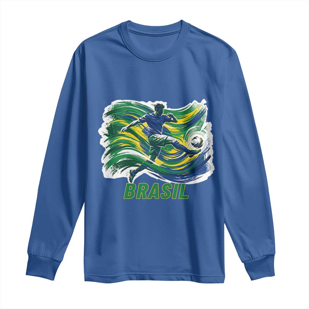 Brazil Soccer Fan Long Sleeve Shirt Brasil Flag Football Game Day Supporter