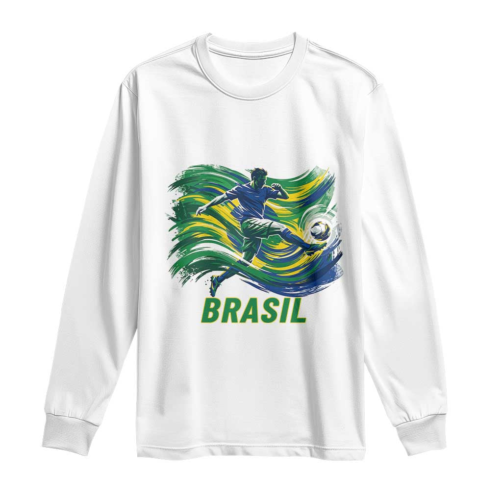 Brazil Soccer Fan Long Sleeve Shirt Brasil Flag Football Game Day Supporter