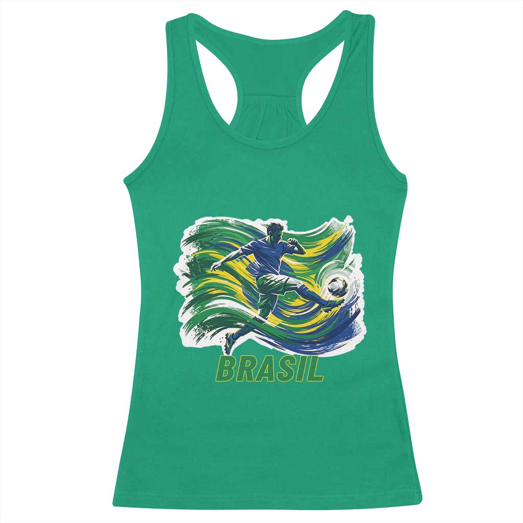 Brazil Soccer Fan Racerback Tank Top Brasil Flag Football Game Day Supporter