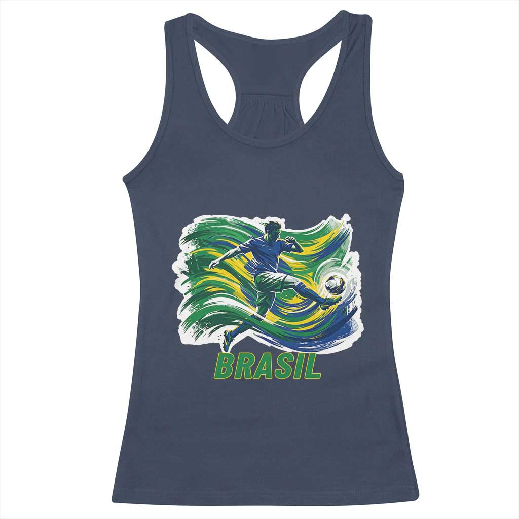 Brazil Soccer Fan Racerback Tank Top Brasil Flag Football Game Day Supporter