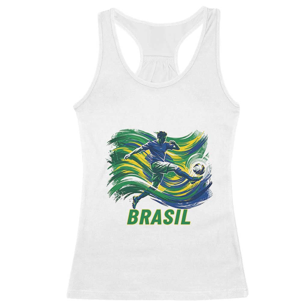 Brazil Soccer Fan Racerback Tank Top Brasil Flag Football Game Day Supporter