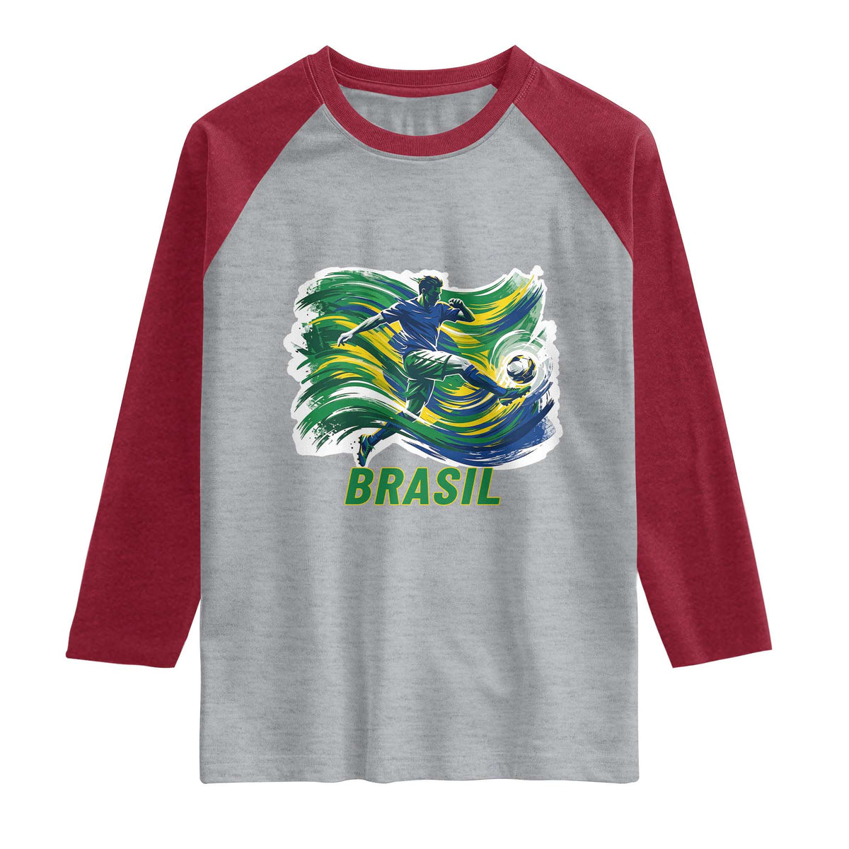 Brazil Soccer Fan Raglan Shirt Brasil Flag Football Game Day Supporter