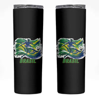 Brazil Soccer Fan Skinny Tumbler Brasil Flag Football Game Day Supporter