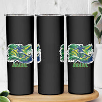 Brazil Soccer Fan Skinny Tumbler Brasil Flag Football Game Day Supporter