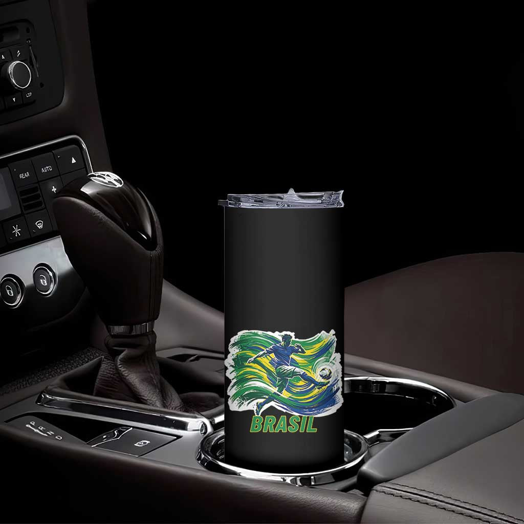 Brazil Soccer Fan Skinny Tumbler Brasil Flag Football Game Day Supporter