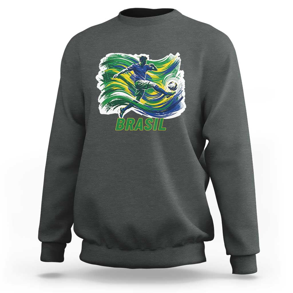 Brazil Soccer Fan Sweatshirt Brasil Flag Football Game Day Supporter