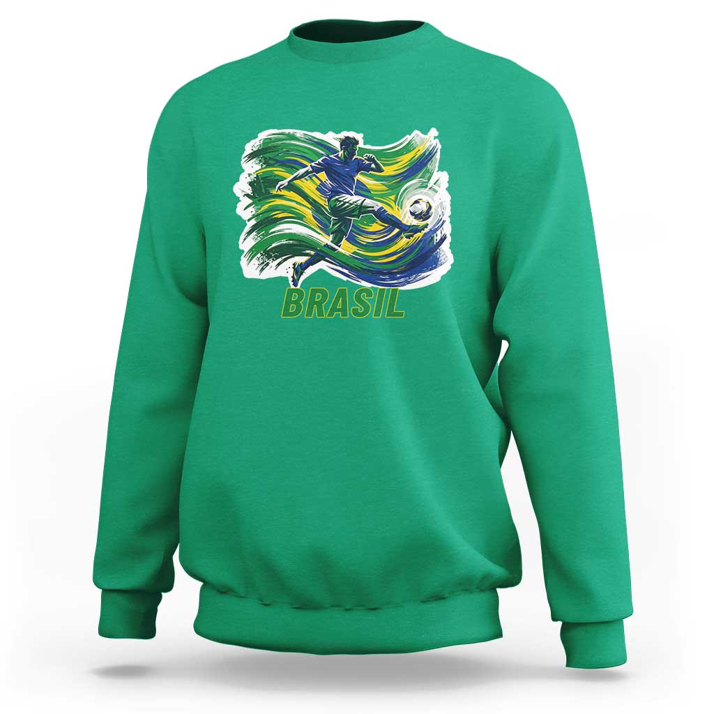 Brazil Soccer Fan Sweatshirt Brasil Flag Football Game Day Supporter