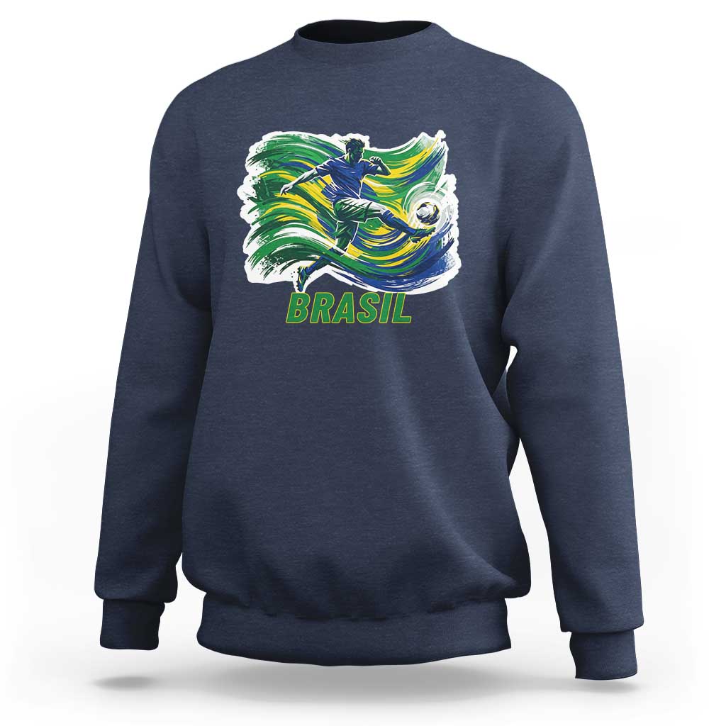 Brazil Soccer Fan Sweatshirt Brasil Flag Football Game Day Supporter