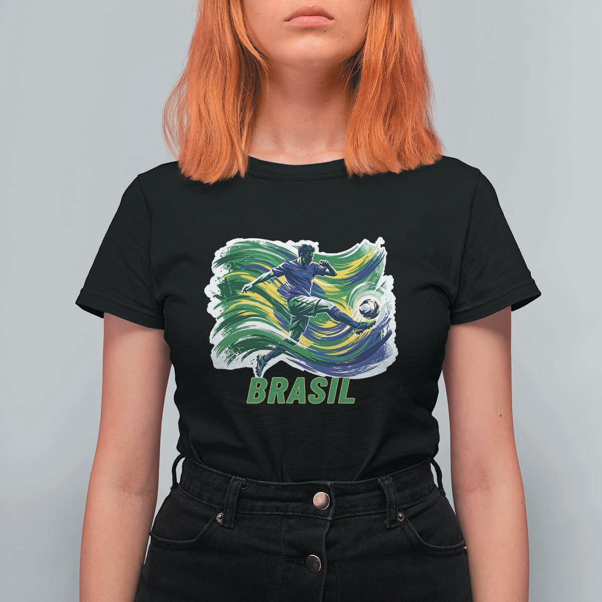 Brazil Soccer Fan T Shirt For Women Brasil Flag Football Game Day Supporter