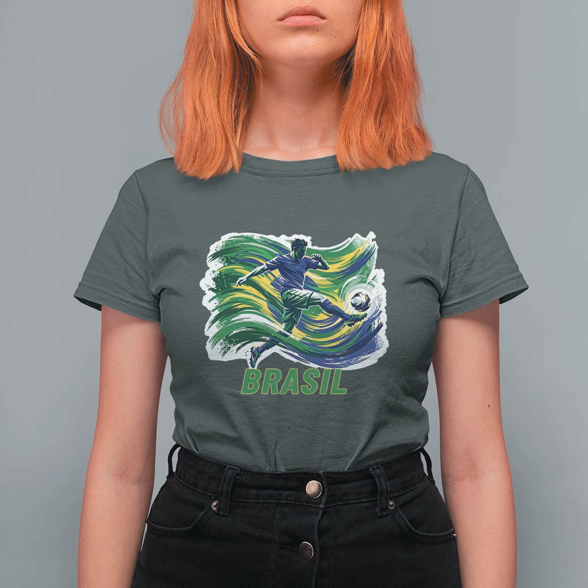 Brazil Soccer Fan T Shirt For Women Brasil Flag Football Game Day Supporter
