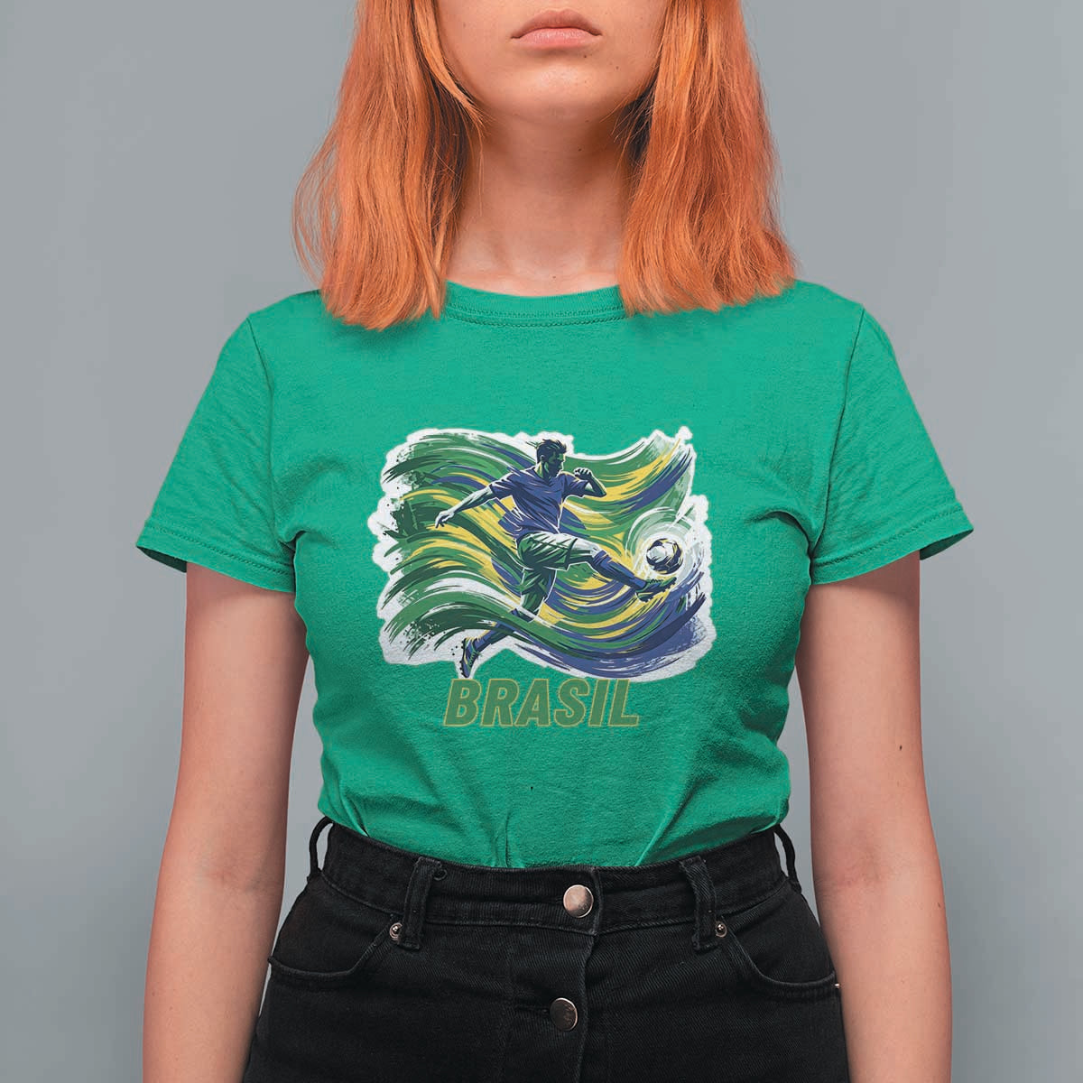 Brazil Soccer Fan T Shirt For Women Brasil Flag Football Game Day Supporter