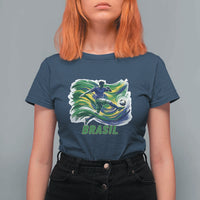 Brazil Soccer Fan T Shirt For Women Brasil Flag Football Game Day Supporter