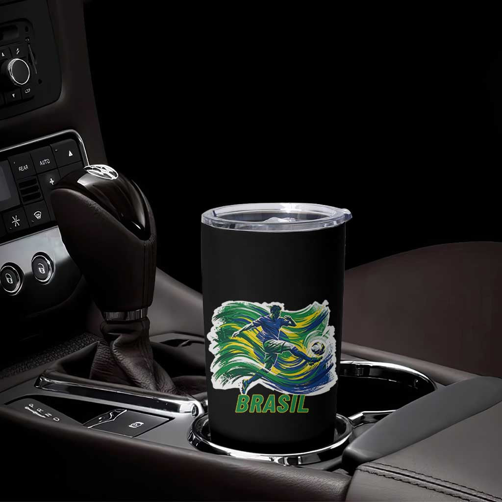 Brazil Soccer Fan Tumbler Cup Brasil Flag Football Game Day Supporter