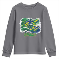 Brazil Soccer Fan Youth Sweatshirt Brasil Flag Football Game Day Supporter