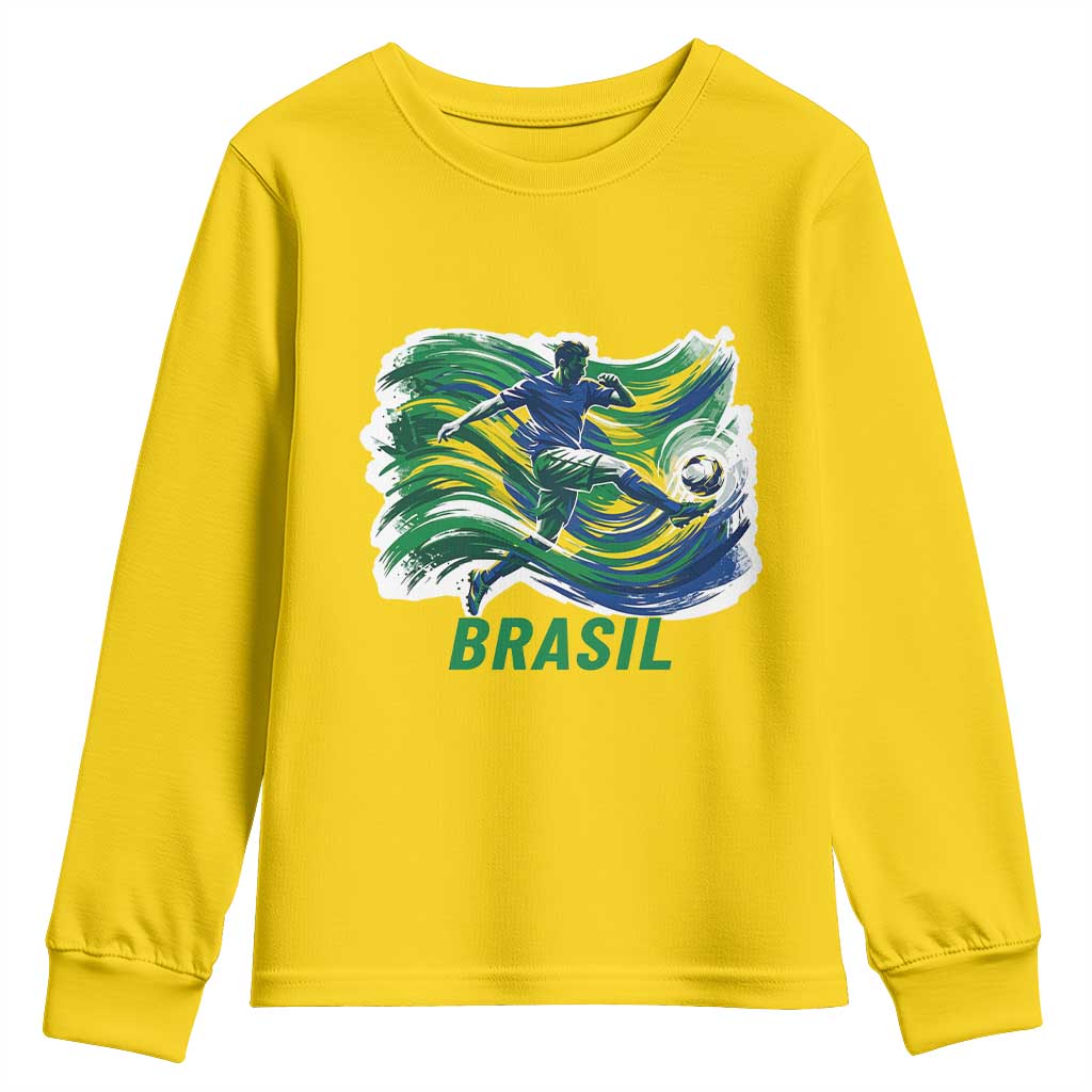 Brazil Soccer Fan Youth Sweatshirt Brasil Flag Football Game Day Supporter