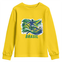 Brazil Soccer Fan Youth Sweatshirt Brasil Flag Football Game Day Supporter