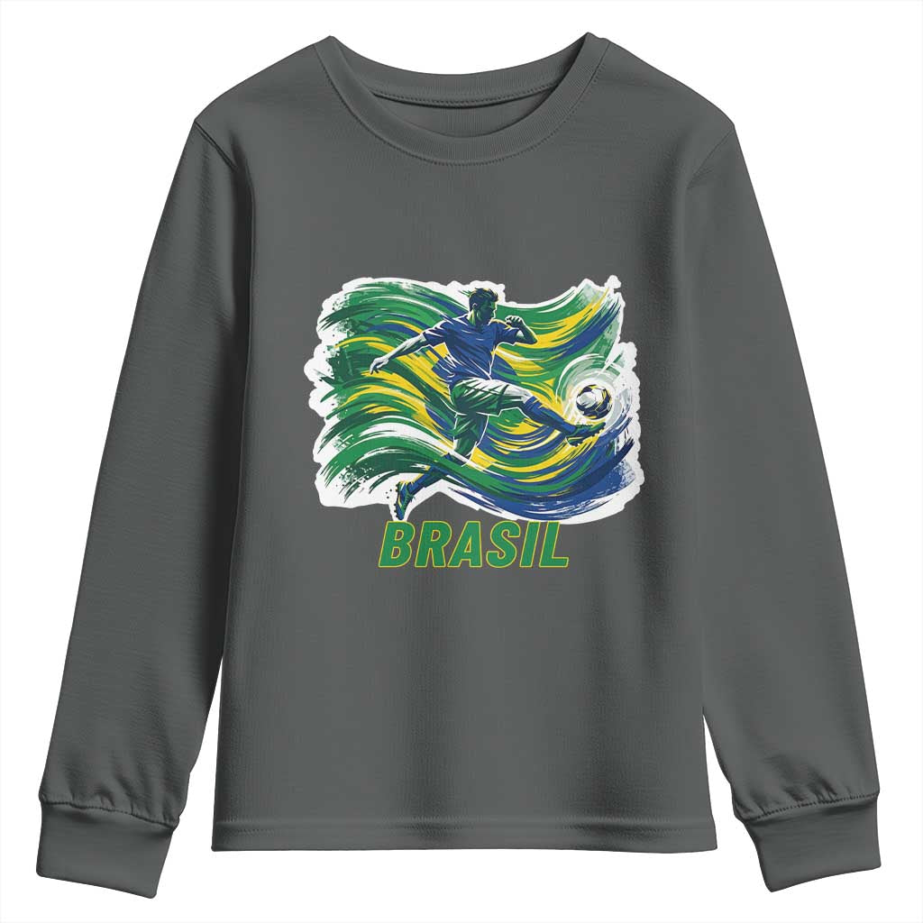 Brazil Soccer Fan Youth Sweatshirt Brasil Flag Football Game Day Supporter