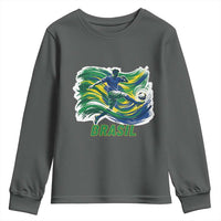 Brazil Soccer Fan Youth Sweatshirt Brasil Flag Football Game Day Supporter