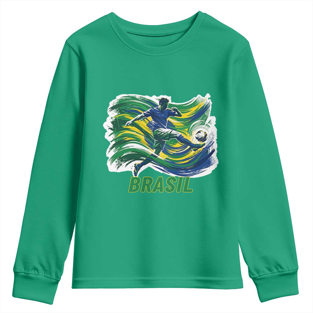 Brazil Soccer Fan Youth Sweatshirt Brasil Flag Football Game Day Supporter