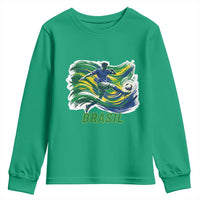 Brazil Soccer Fan Youth Sweatshirt Brasil Flag Football Game Day Supporter