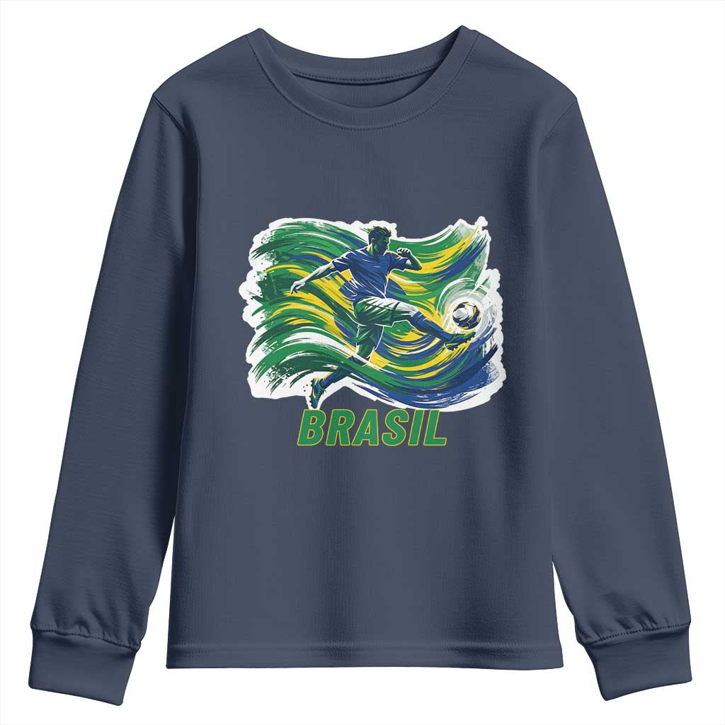 Brazil Soccer Fan Youth Sweatshirt Brasil Flag Football Game Day Supporter