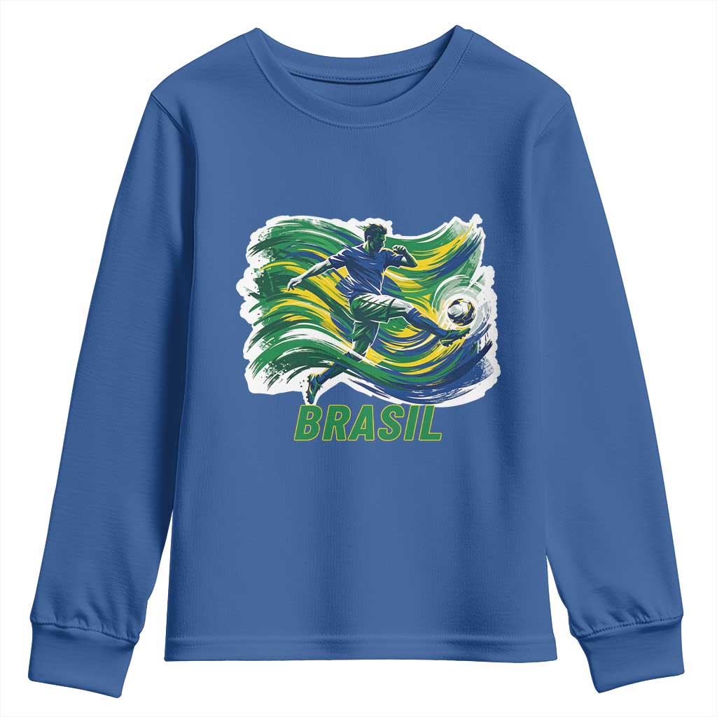 Brazil Soccer Fan Youth Sweatshirt Brasil Flag Football Game Day Supporter