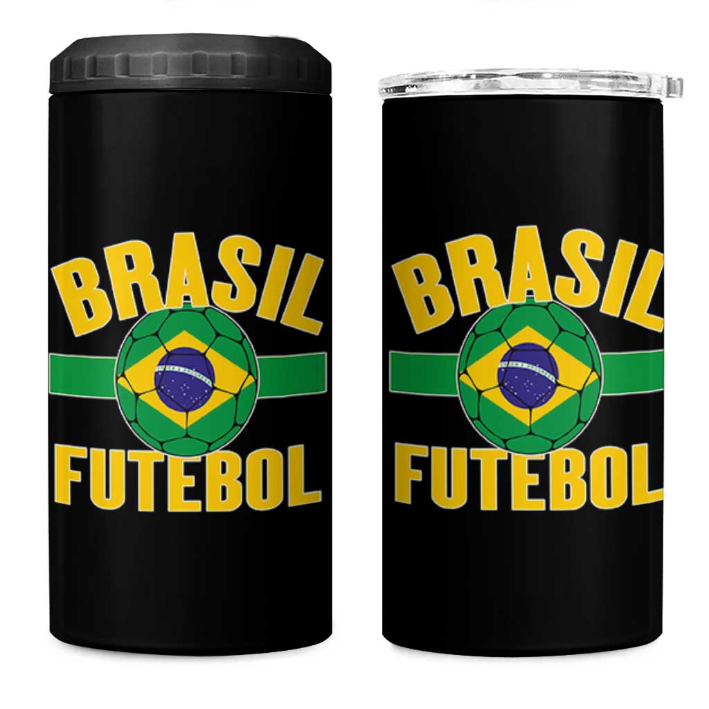 Brazil Soccer Football Fan Brasil Flag 4 in 1 Can Cooler Tumbler