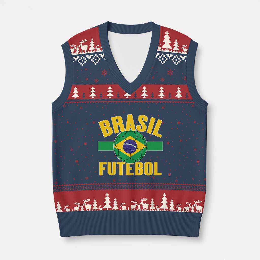 Brazil Soccer Football Fan Brasil Flag V-Neck Knit Sweater Vest