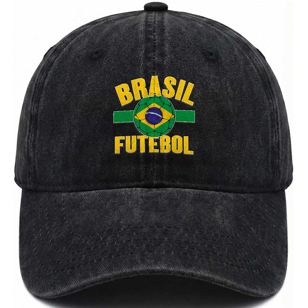 Brazil Soccer Football Fan Brasil Flag Washed Cotton Baseball Cap
