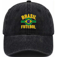 Brazil Soccer Football Fan Brasil Flag Washed Cotton Baseball Cap