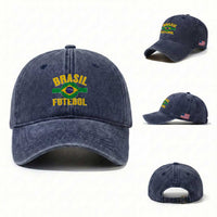 Brazil Soccer Football Fan Brasil Flag Washed Cotton Baseball Cap