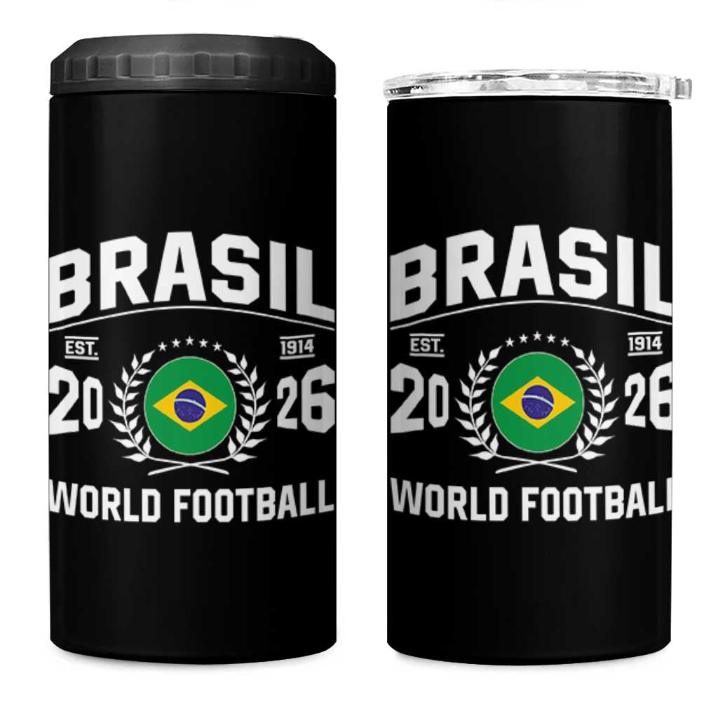 Brasil Flag Brazil Soccer Football Fan 4 in 1 Can Cooler Tumbler
